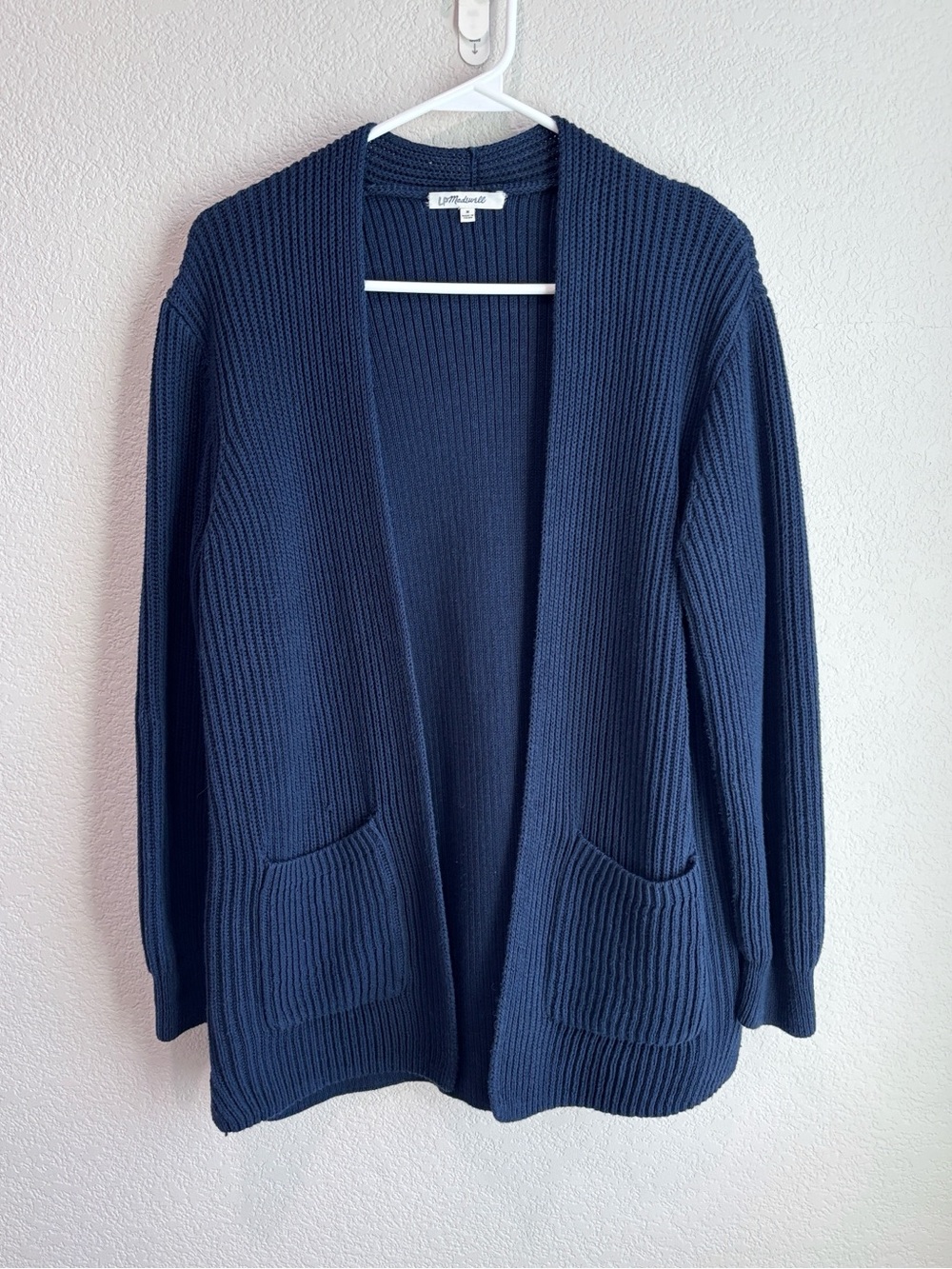 Madewell Nolan Ribbed Open Front Cardigan Sweater Navy Blue Women’s Size Medium